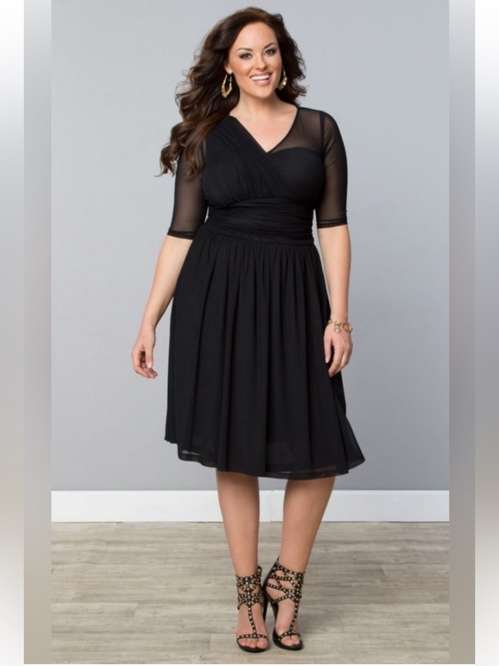 Kiyonna Black Modern Mesh Cocktail Dress Woman’s Plus size 2X (18-20)